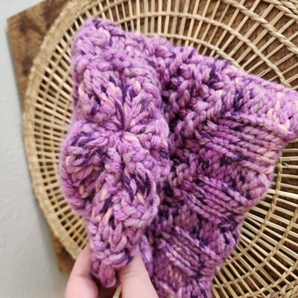 Purple Handmade Knit Winter/Fall Hat - Picture 5 of 5